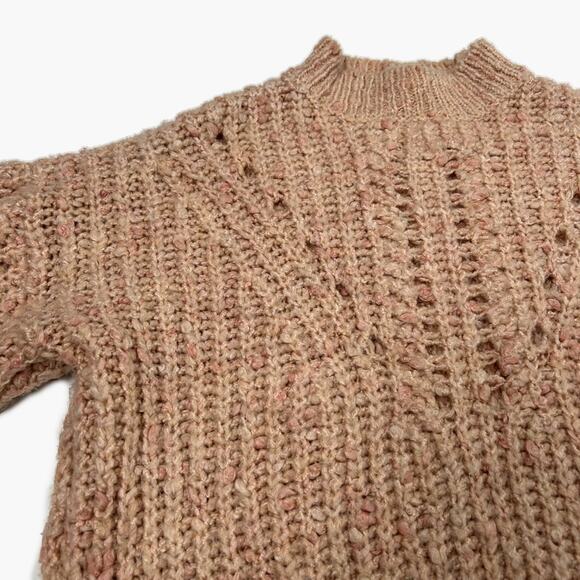 TOPSHOP Women's Textured Chunky Pointelle Pullover Sweater (Pink | Size XS) - Picture 2 of 5